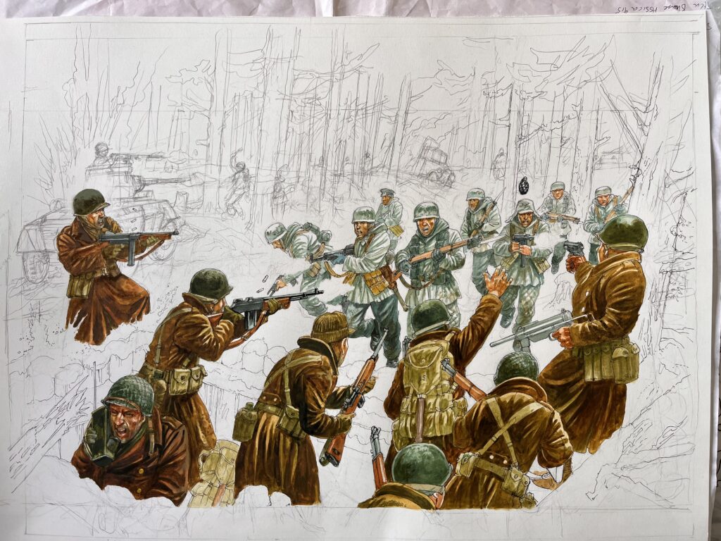 Peter Dennis- Bolt Action Battle of the Bulge Cover Art Stage by Stage Process