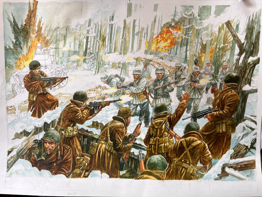 Peter Dennis- Bolt Action Battle of the Bulge Cover Art Stage by Stage Process