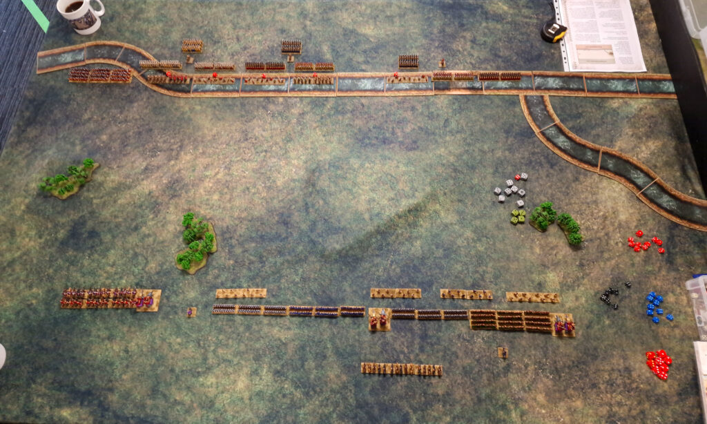 Hail Casear Epic Battles Game Report, The Battle of the Trebia -Start of Turn One Overhead View