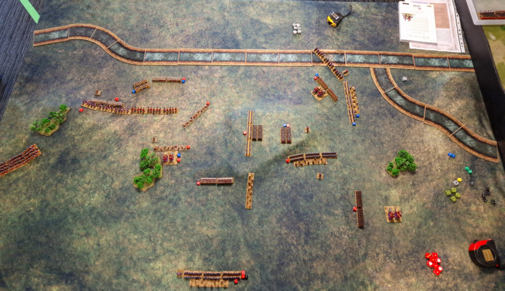 Hail Casear Epic Battles Game Report, The Battle of the Trebia -Start of Turn Five Overhead View