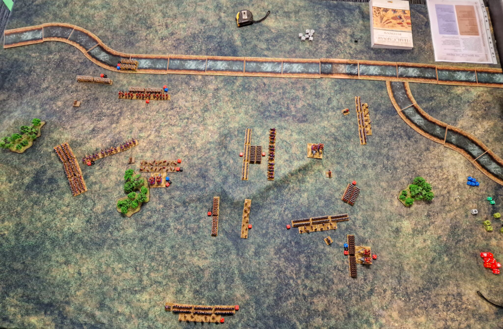 Hail Casear Epic Battles Game Report, The Battle of the Trebia -Start of Turn Six Overhead View