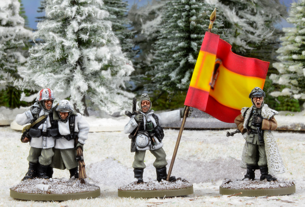 Bolt Action by Warlord Games, Andrés Amián’s Spanish Blue Division HQ - Medic, Standard Bearer, Platoon Commander