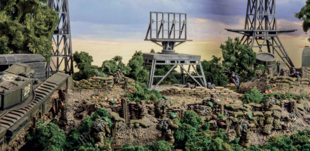 Royal Marines attack a German radar station in a game of Bolt Action by Warlord Games