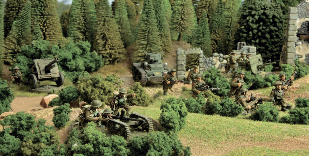 BEF infantry and artillery from Warlord Games on a Bolt Action tabletop