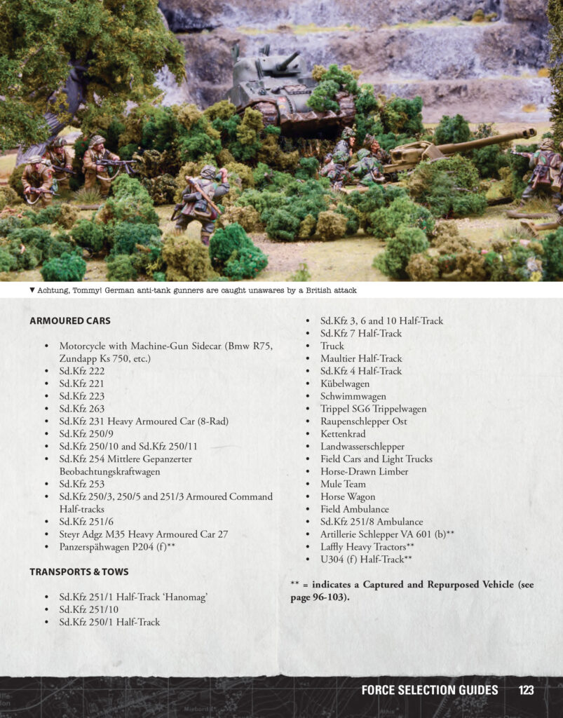 Bolt Action Armies of Germany: Third Edition - Mid-War Force Selection Guide (Page Three)