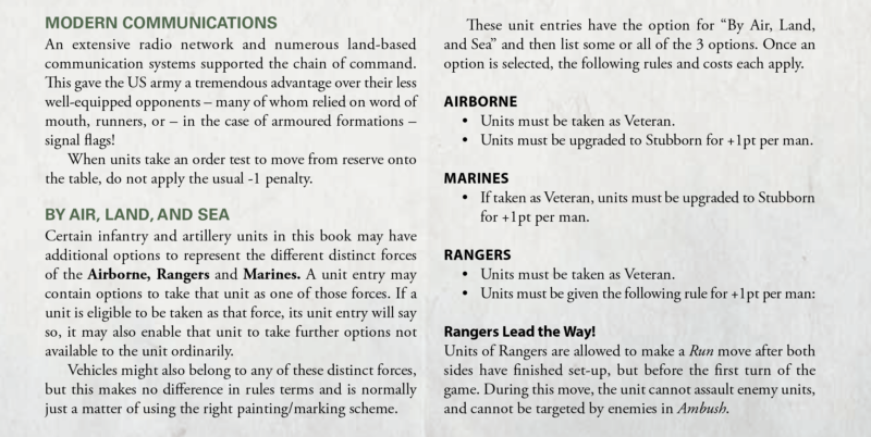 Armies of the United States: Third Edition – Army Special Rules ...