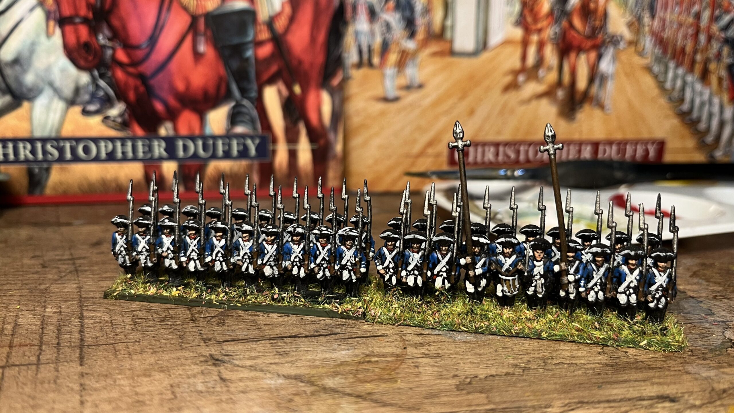 Warlord Games Epic Battles: Revolution! infantry, painted as Austrian Seven Years' War troops.