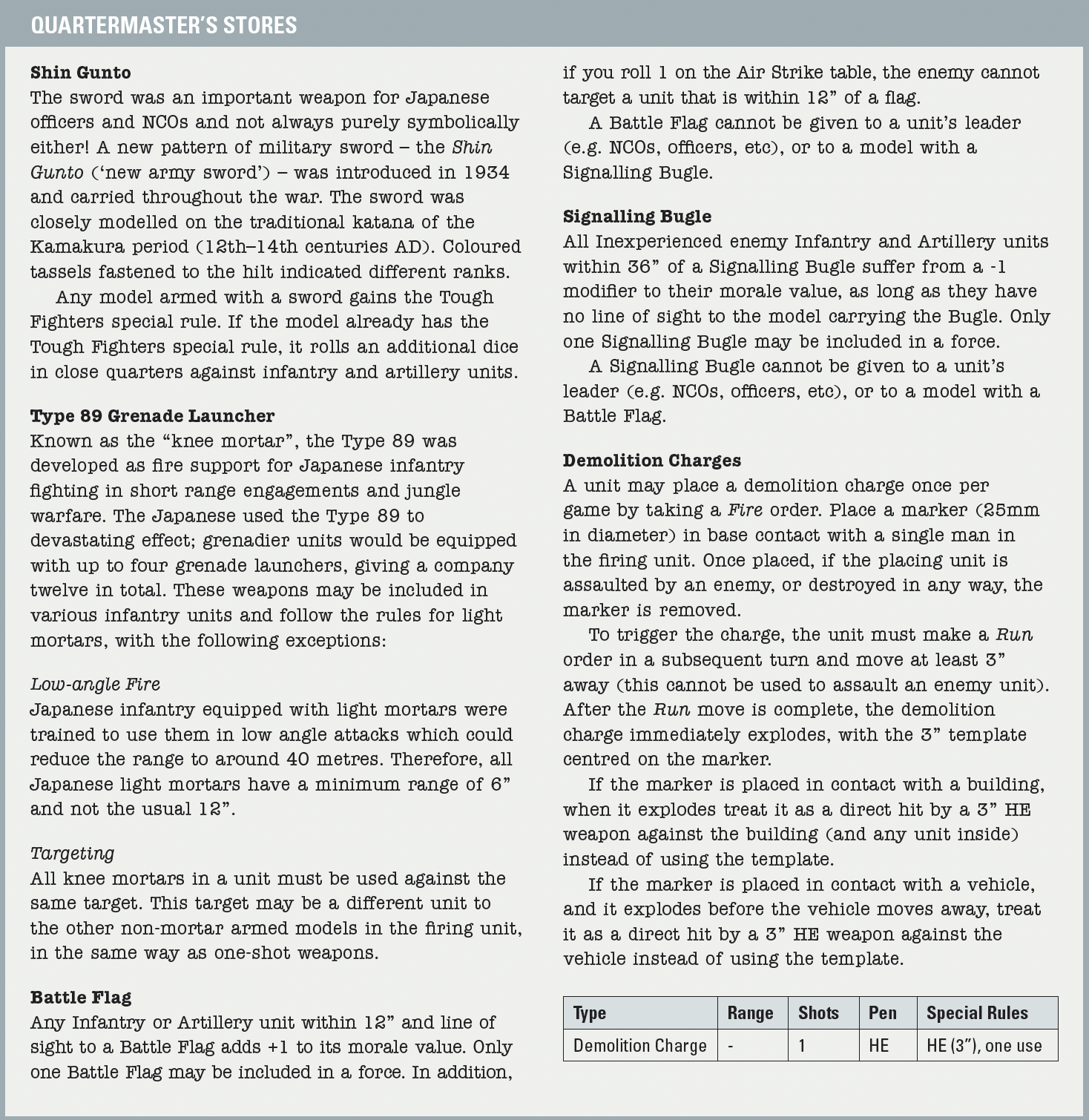 Bolt Action Japanese Infantry Rules